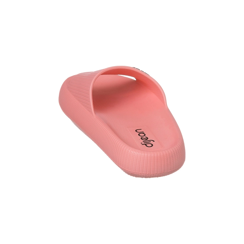 Na imagem, lindo chinelo slide Zen Dijean, na cor coral, solado extremamente macio feito todo em EVA.
