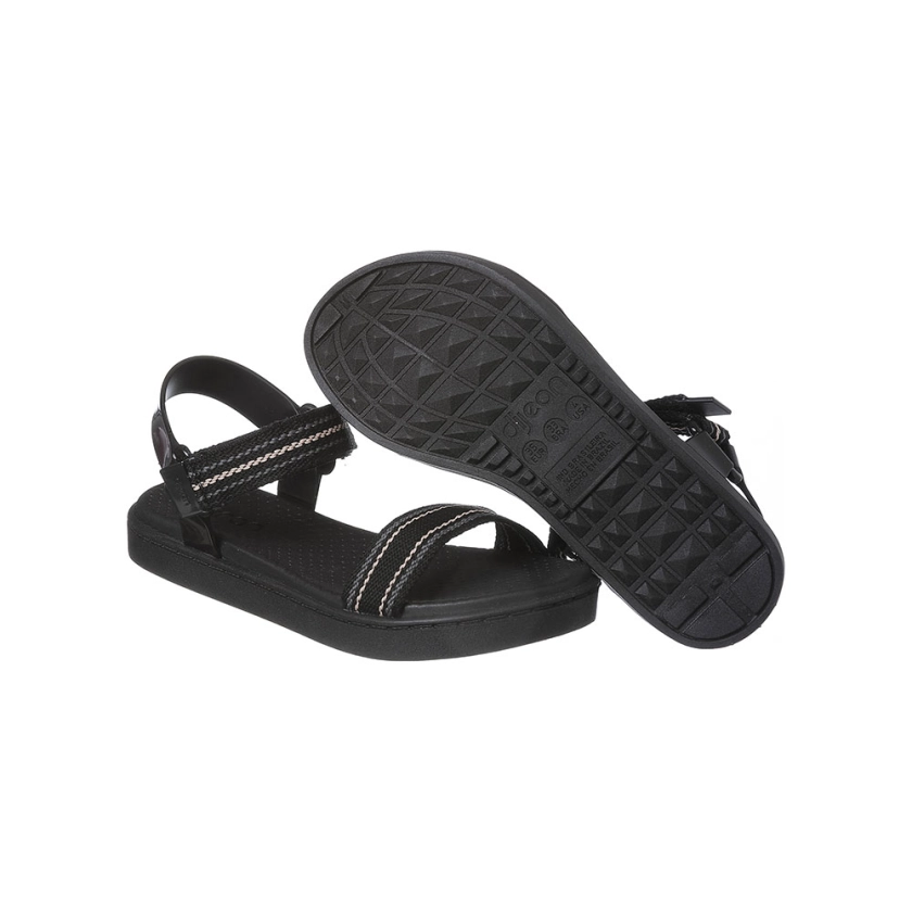 Na imagem temos uma linda sandália papete feminina Dijean na cor preta. Calce prático através de velcro.