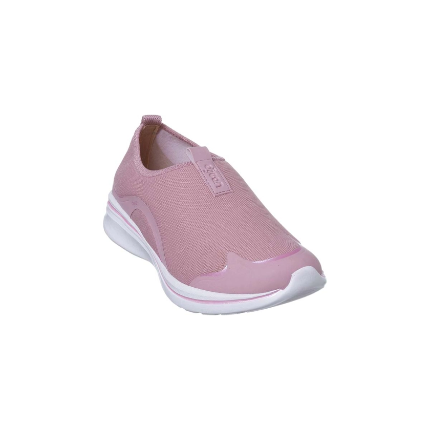 Na imagem, lindo tênis calce fácil feminino Dijean na cor rose, básico e super confortável para o dia a dia,
