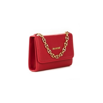 Mini Bolsa Feminina Rafitthy Vermelha Com Alça Corrente Dourada 