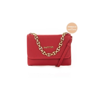 Mini Bolsa Feminina Rafitthy Vermelha Com Alça Corrente Dourada 