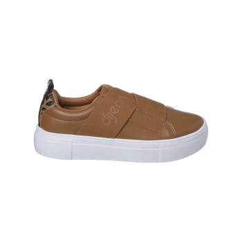 Tênis Slip On Feminino Dijean Detalhe Faixa Elástica Caramelo