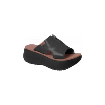 Tamanco Plataforma Feminino Dijean Preto Detalhe Zíper 